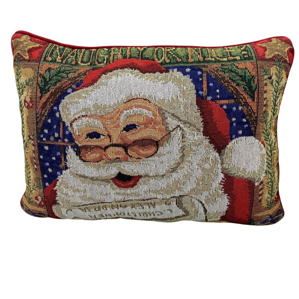 Santa Claus Tapestry Christmas throw pillow‎ rectangle naughty or nice list